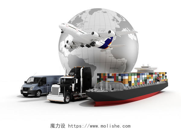 3d 全球商业商务概念国际物流配送空运